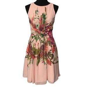 Ted Baker Women's Dress Size US 6 pink floral sleeveless a-line